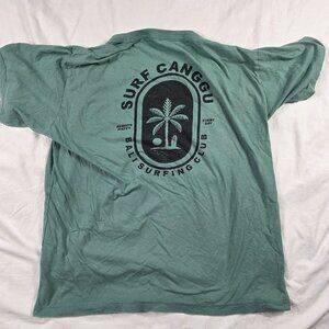 Surf Canggu Bali Surfing Club Mens XL Green Graphic T-Shirt Casual Crew Neck